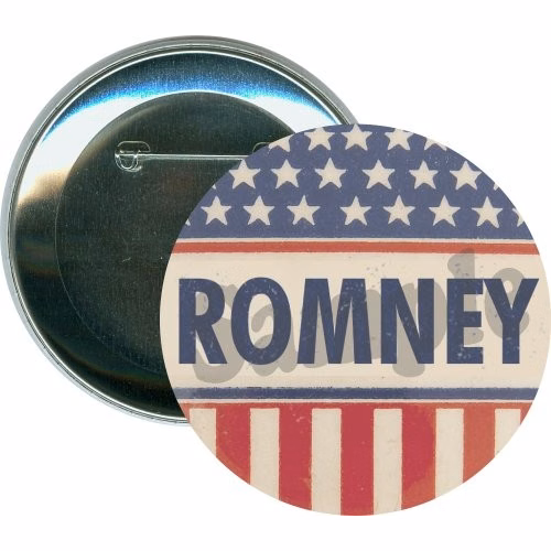 Romney Stars and Stripes, Mitt Romney Political Button
