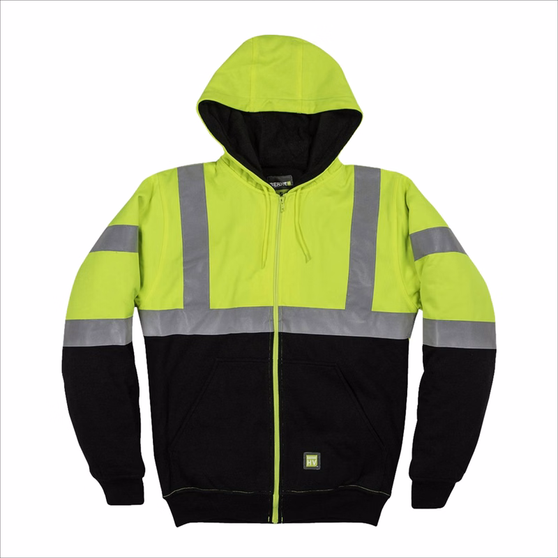 BERNE® Men's Hi-Vis Class 3 Color Block Full-Zip Hooded Sweatshirt