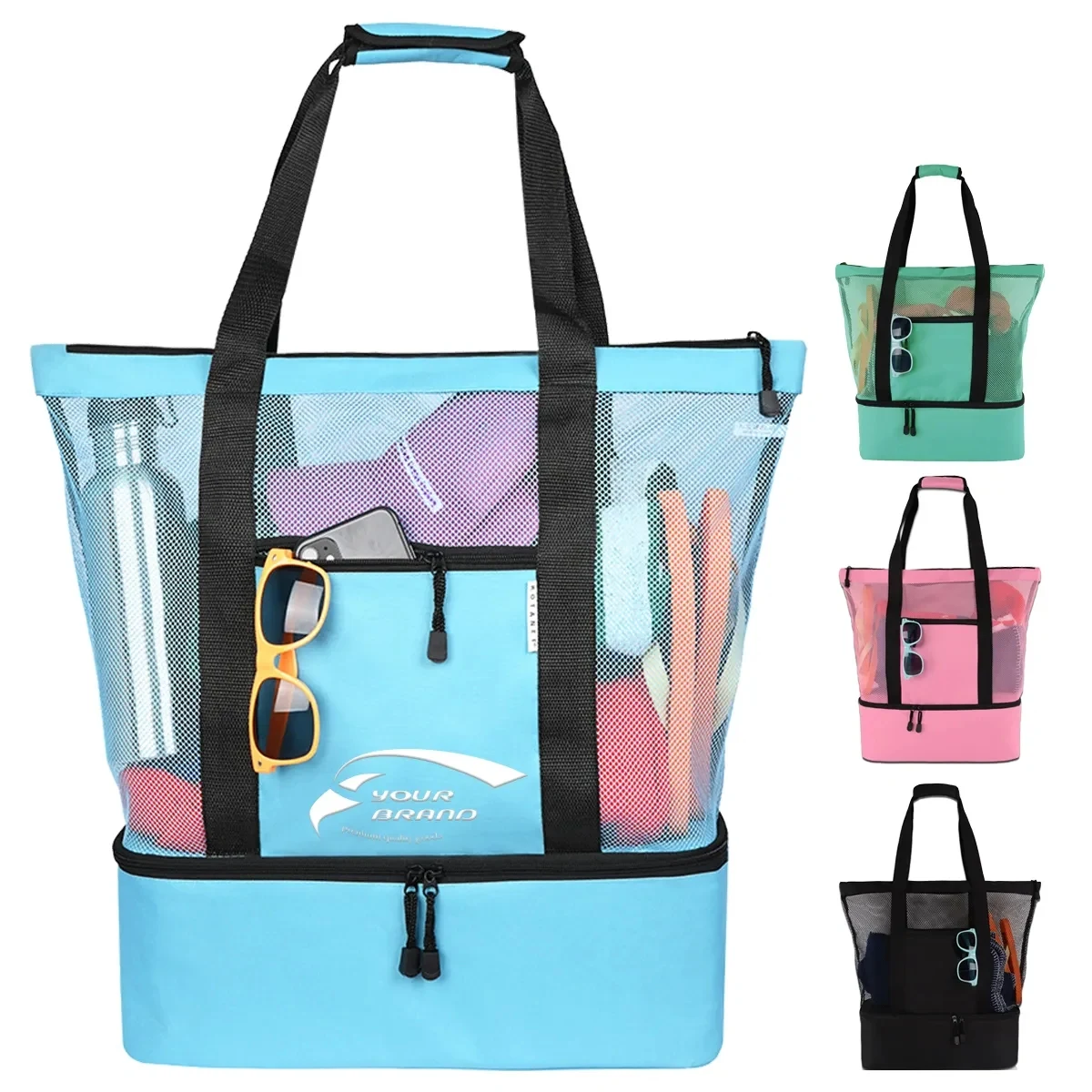 Mesh Beach Cooler Clear Tote Bag 1
