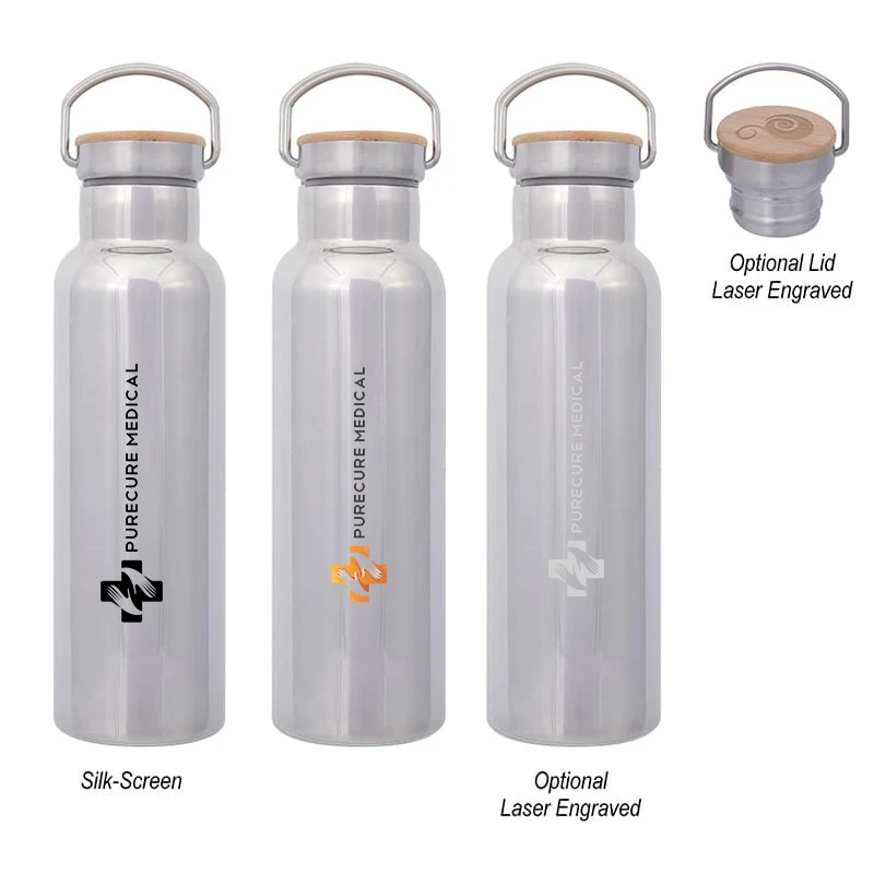 21 Oz. Shiny Liberty Stainless Steel Bottle With Bamboo Lid, custom water bottle with logo imprint 1