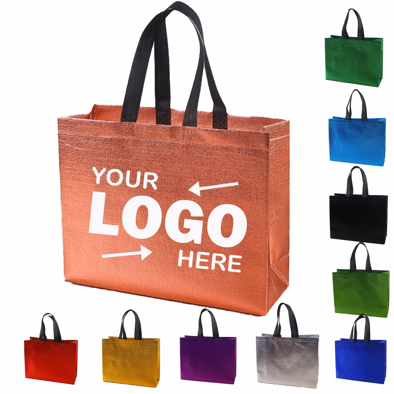 Custom Reusable Laser Lamination Sparkle Gift Tote Bags