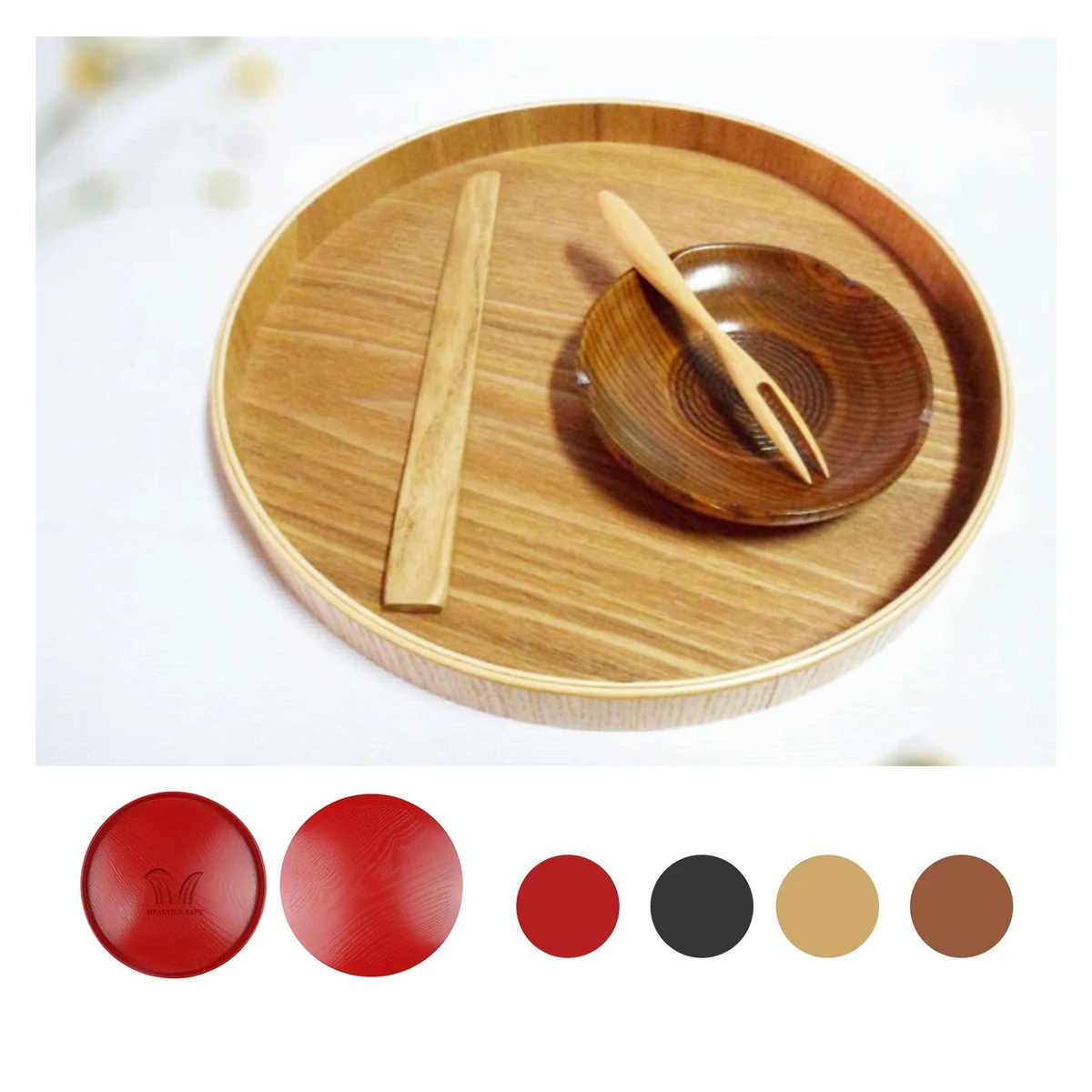 Round Wood Serving Tray For Eating 1