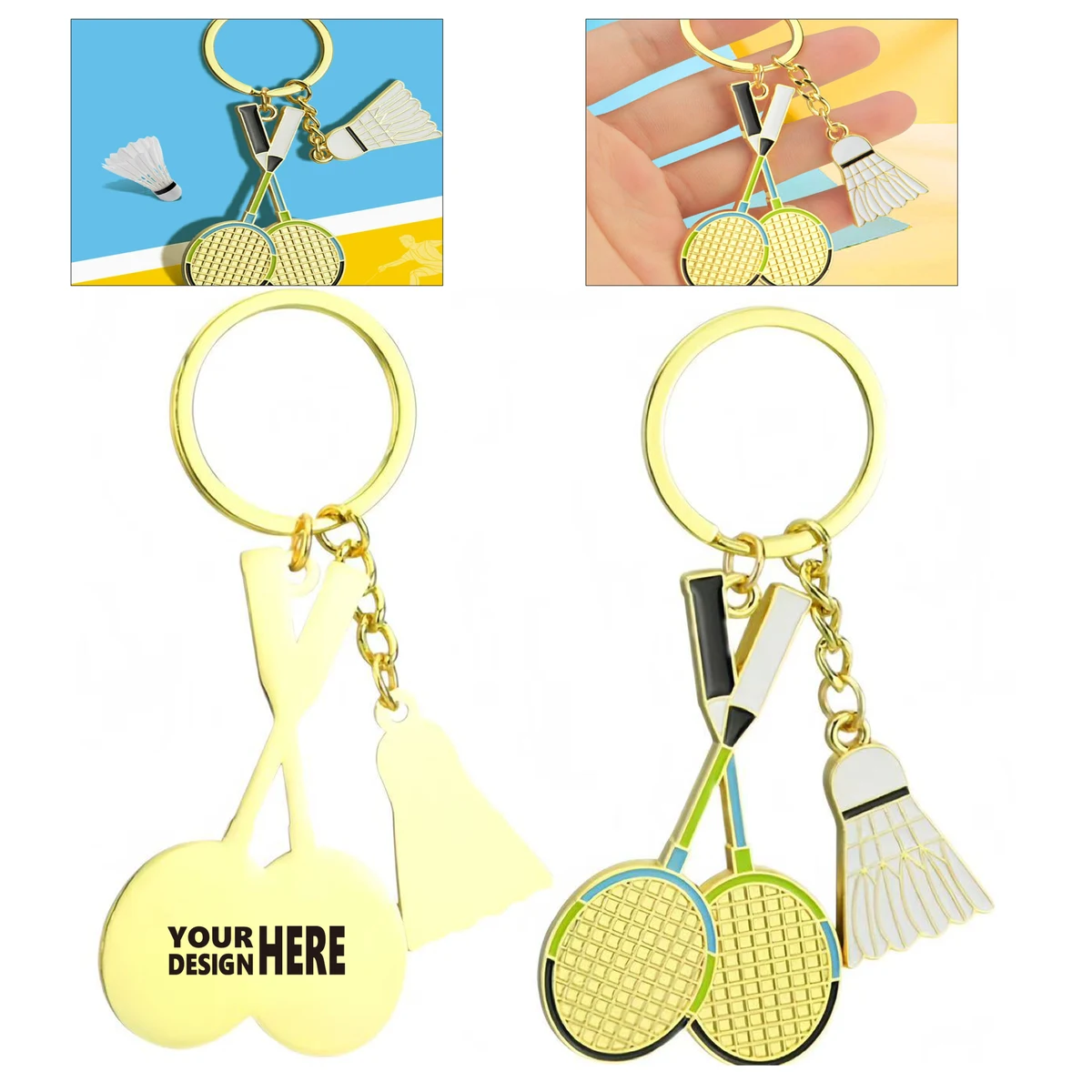 Key Charm with Badminton Design 1