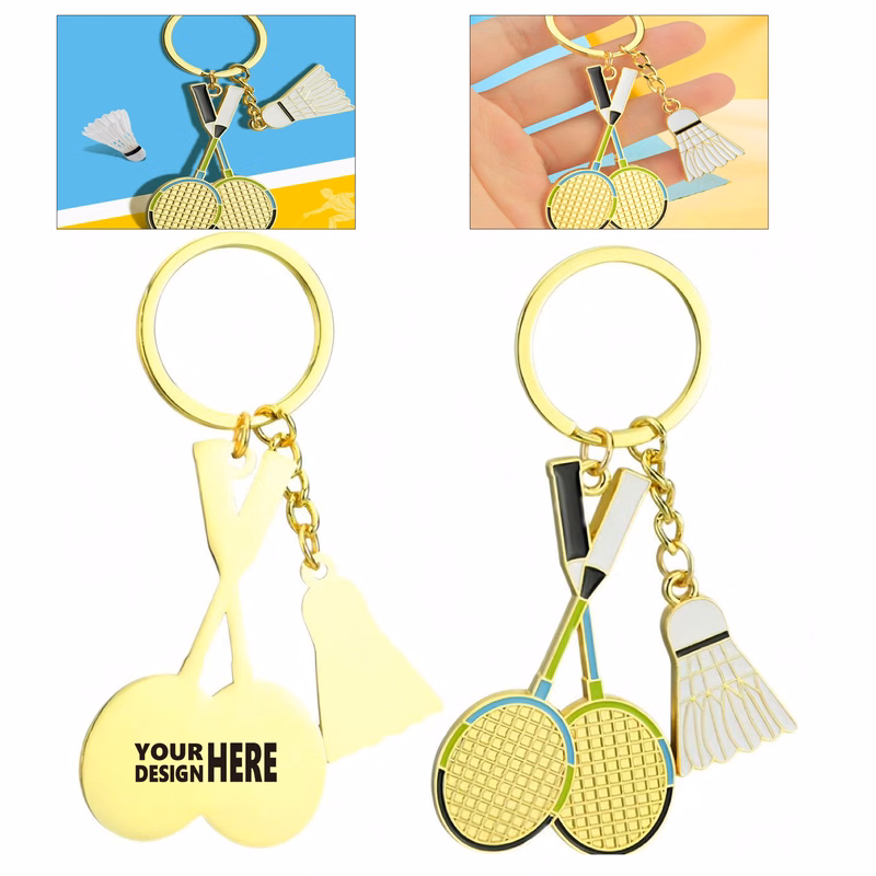 Key Charm with Badminton Design