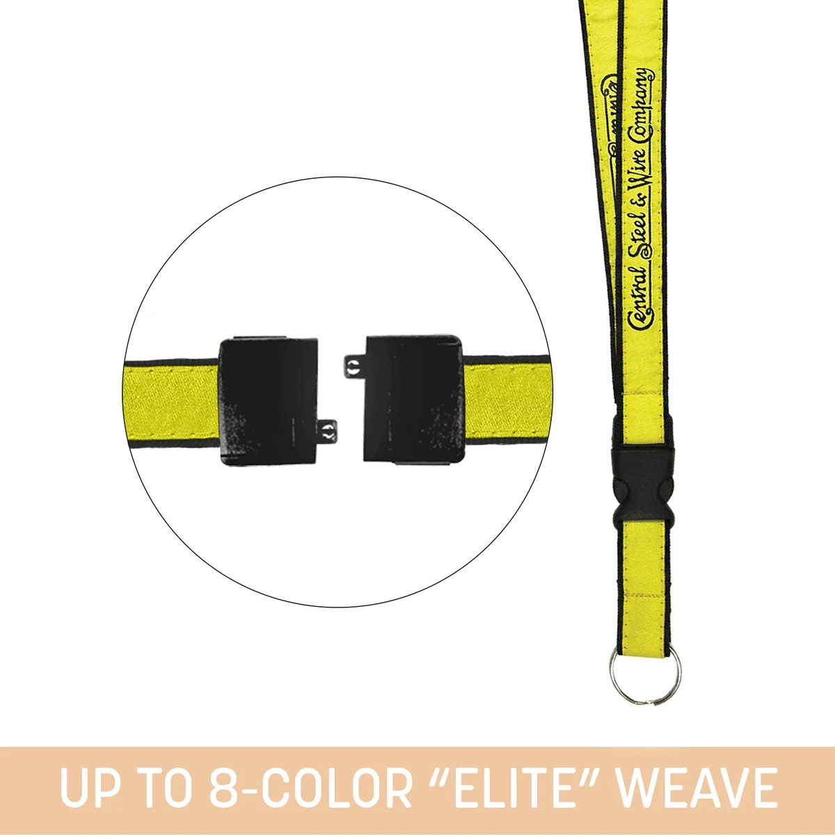 3/4" Woven Detachable Lanyard w/ Split Ring and Back Breakaway - "Elite" Weave 1