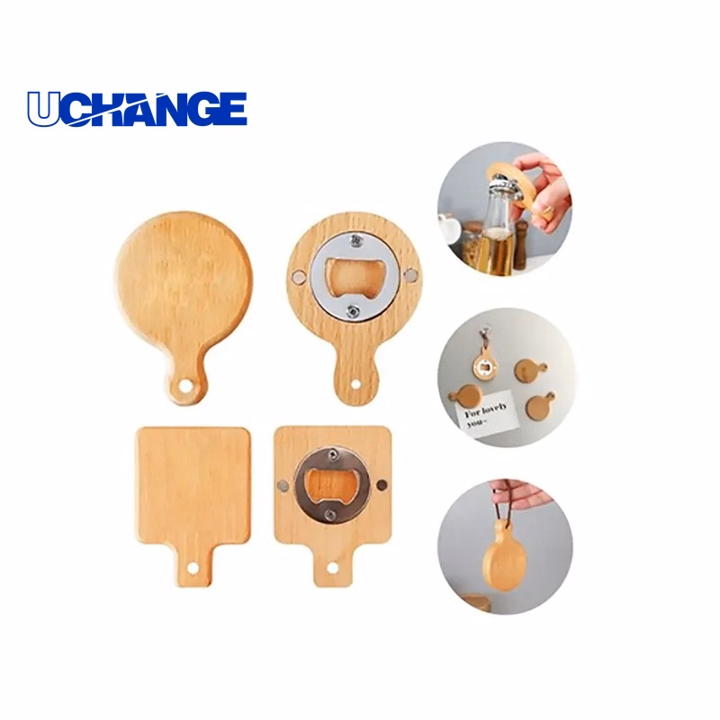 Beech Wooden Handle Bottle Opener with Magnet for Kitchen & Bar Use