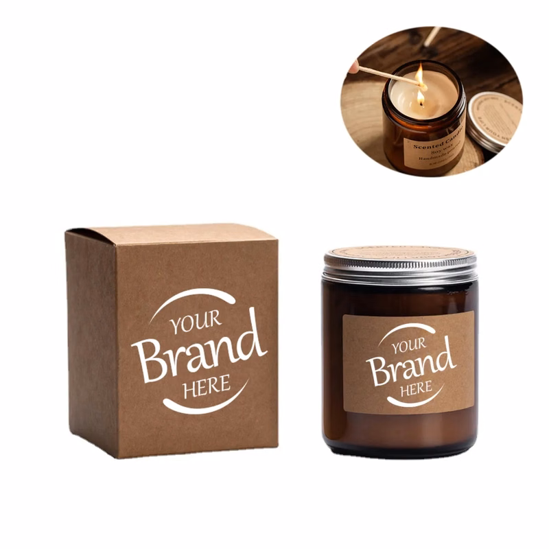 Brown Glass Scented Candles With Lid