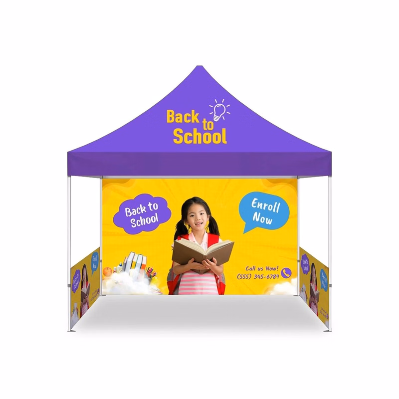 10 Ft Aluminum Canopy Tent with Full Back Wall, Single-Sided