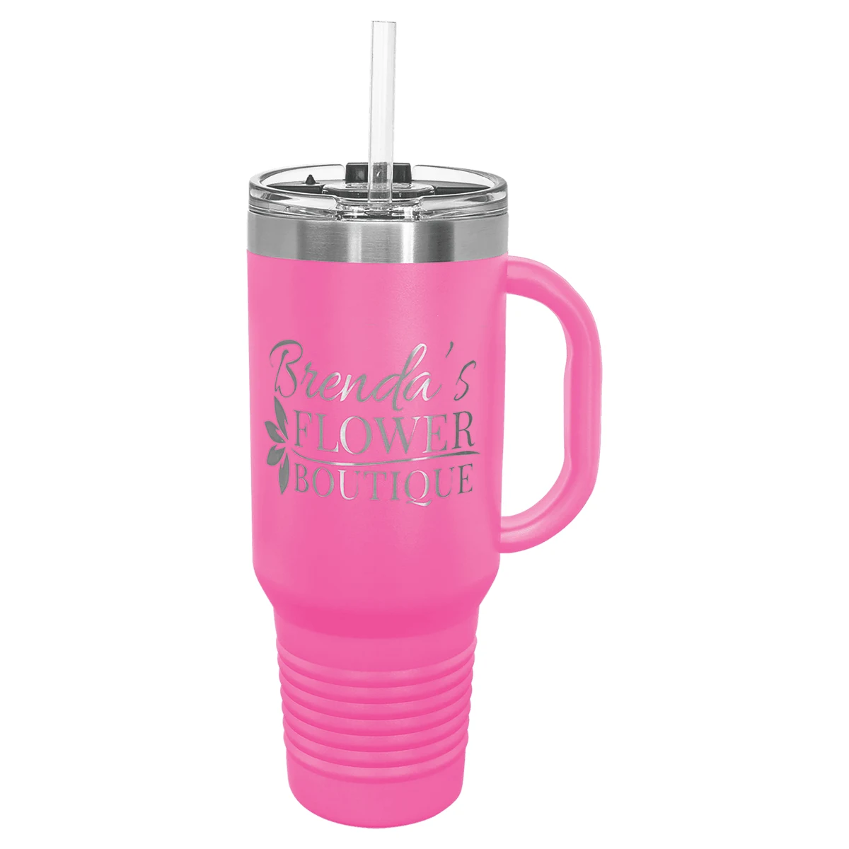 Polar Camel 40 oz. Pink Travel Mug with Handle, Straw Included 1