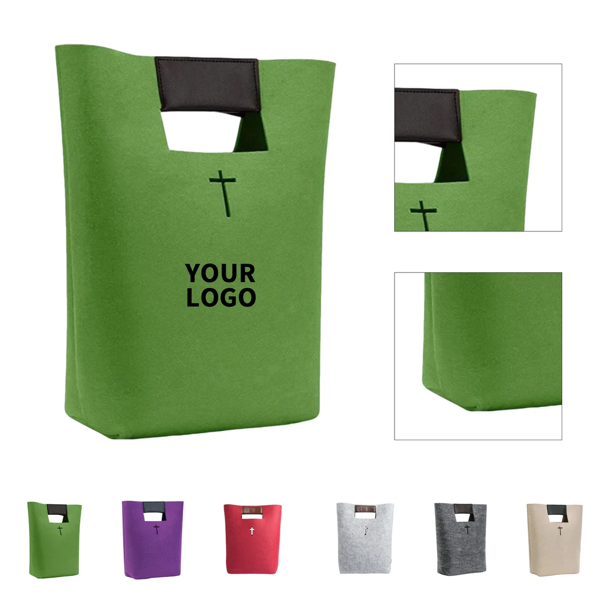 Handle Carrier Reusable Felt Tote Bag, custom tote bag with logo imprint 1