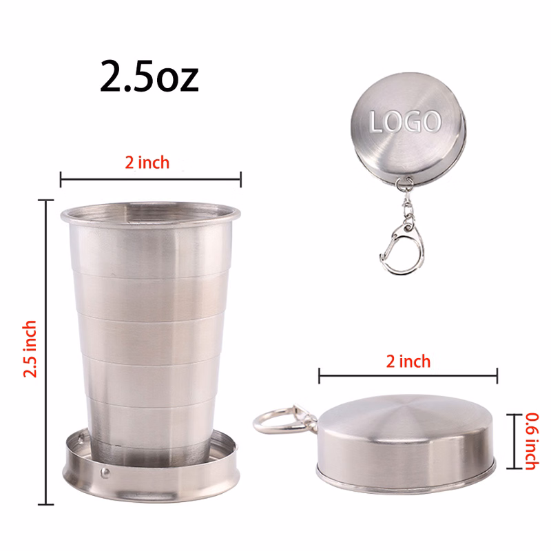 2.5oz 304 Stainless Steel Collapsible Cup