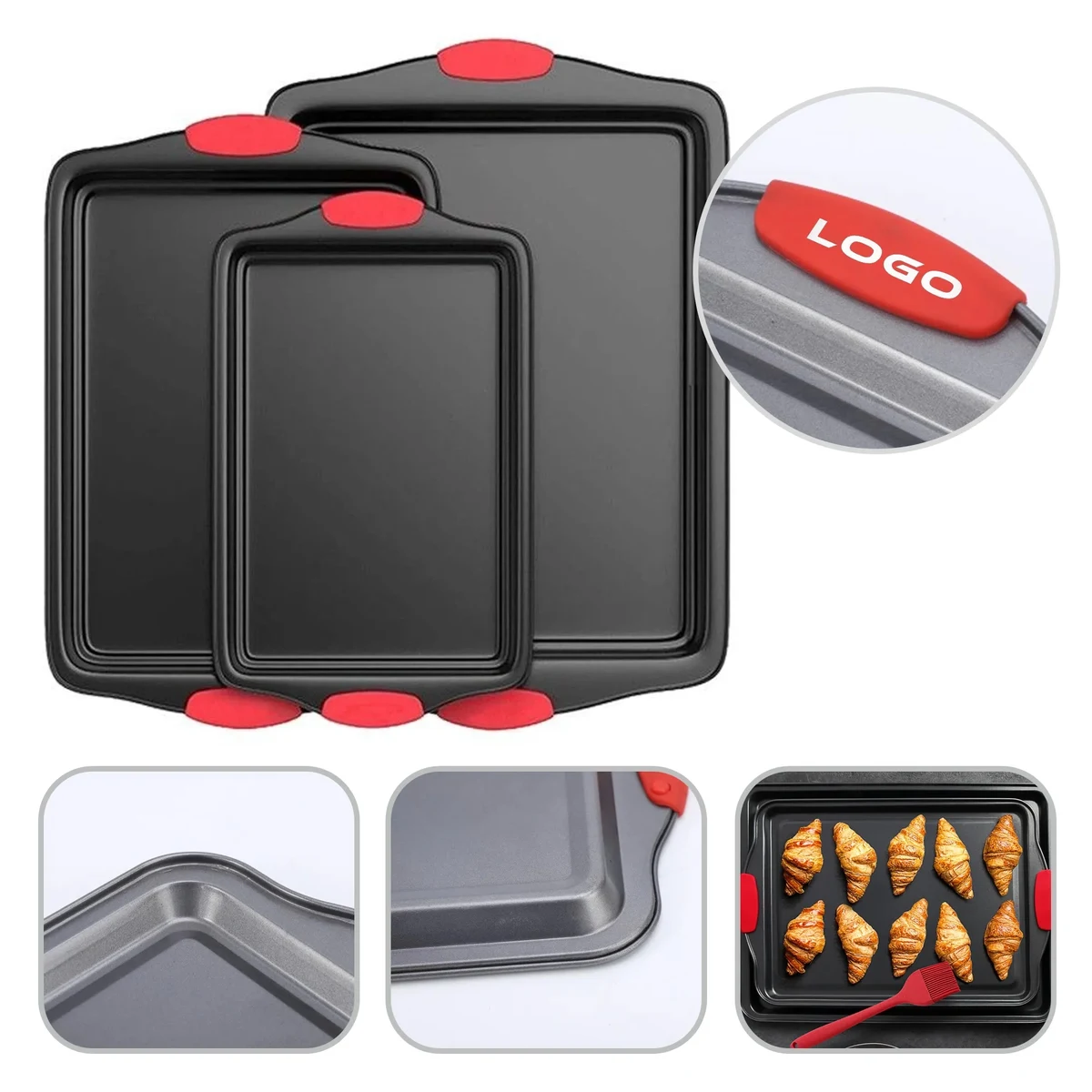 3Pcs Non-Stick Kitchen Oven Baking Pans 1