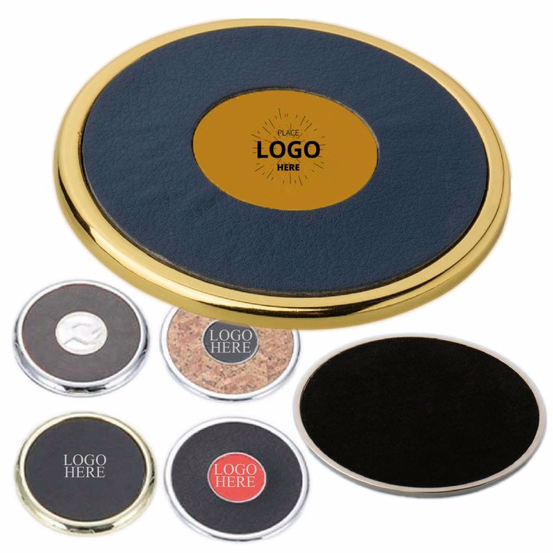 Zinc Coaster with Leather Base
