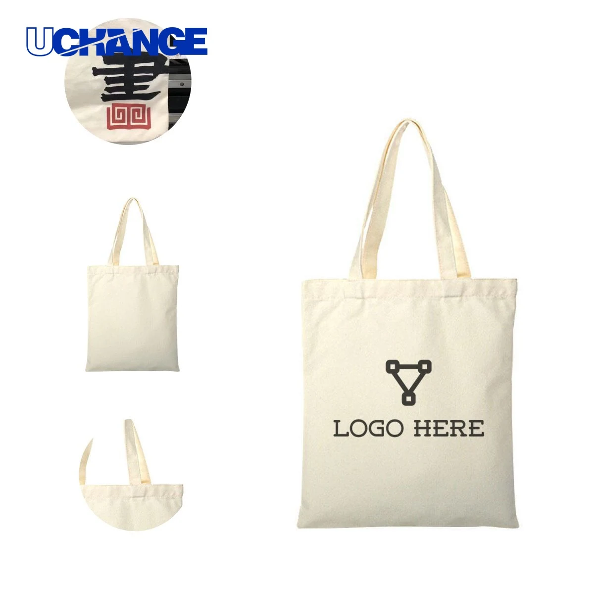 Durable Eco Canvas Tote Bag with Long Handles, custom tote bag with logo imprint 1