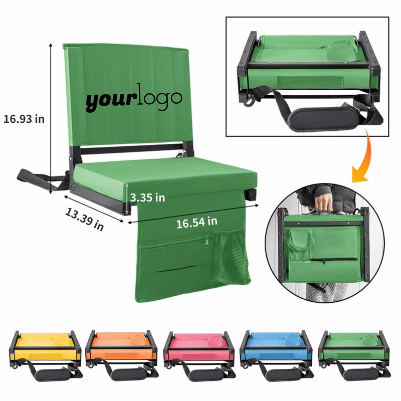 Foldable Padded Stadium Chair with Backrest