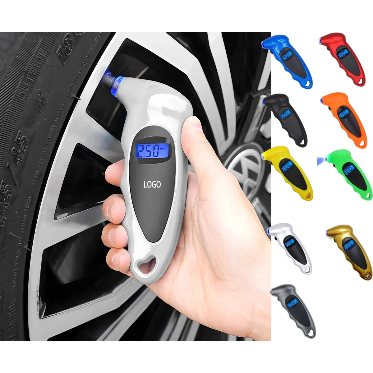 Digital Tire Pressure Gauge with Emergency Hammer 1