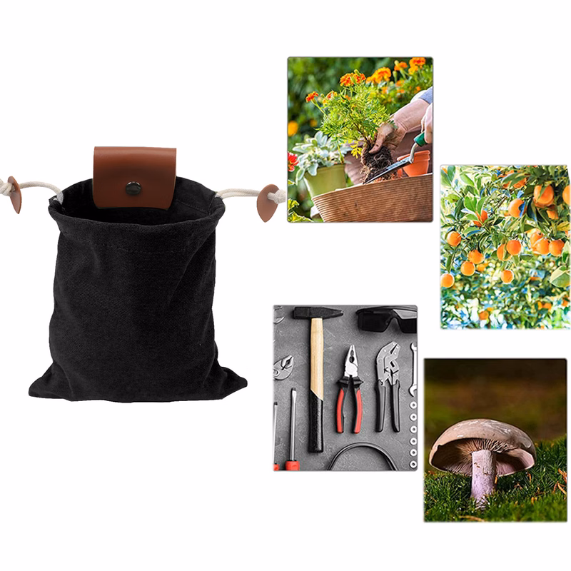 Waxed Leather and Canvas Fruit Picking Ba