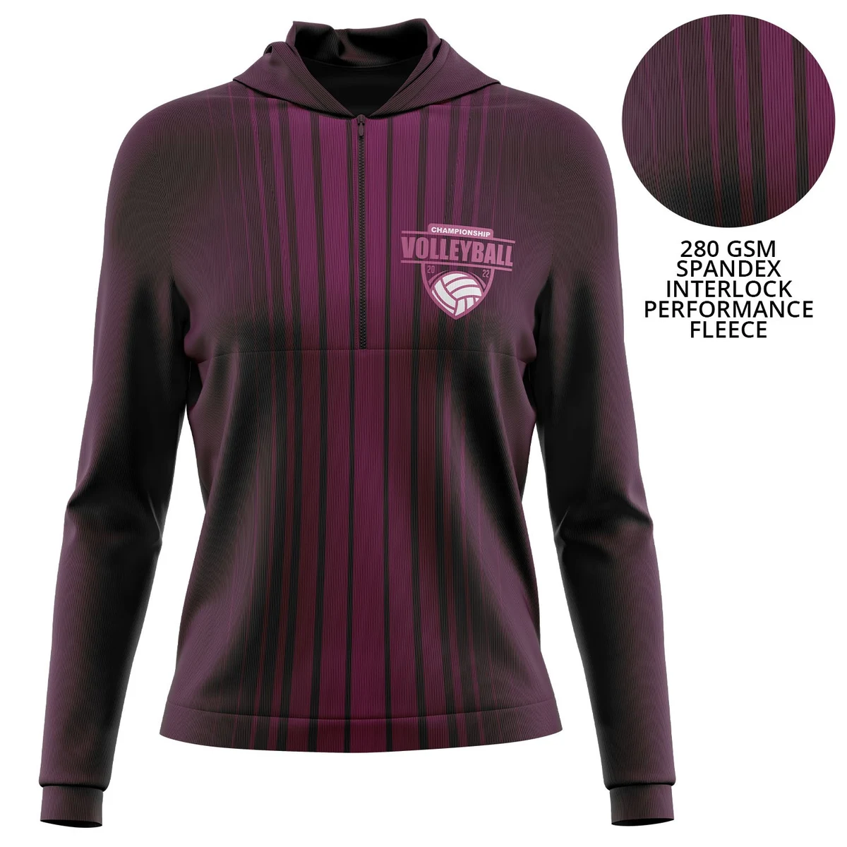 Women's 280 GSM Spandex Interlock Fleece Quarter Zipper Hoodie 1