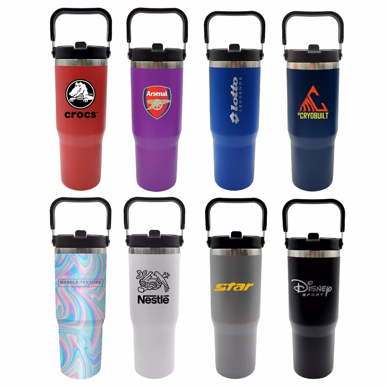 30oz. Stainless Steel Insulated Mug with Handle and Built-In