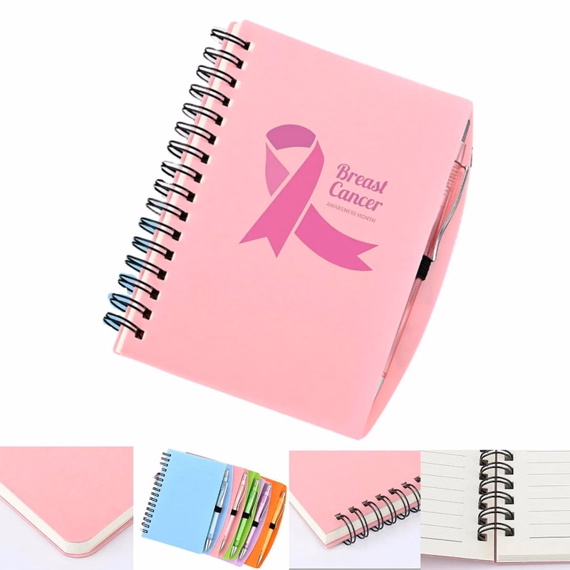 Pink Ribbon Spiral Notebook with Pen Set