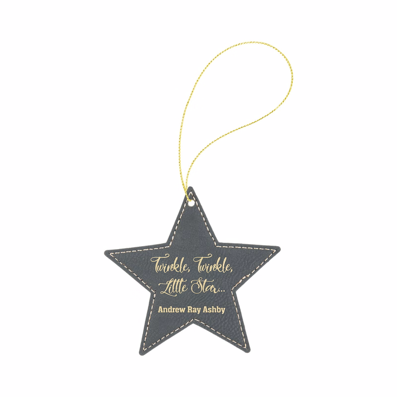 Black/Gold Leatherette Star Ornament
