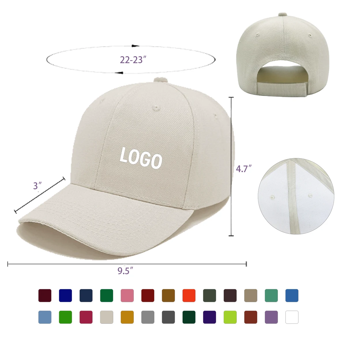 Custom Embroidered Baseball Cap With Curved Brim 1