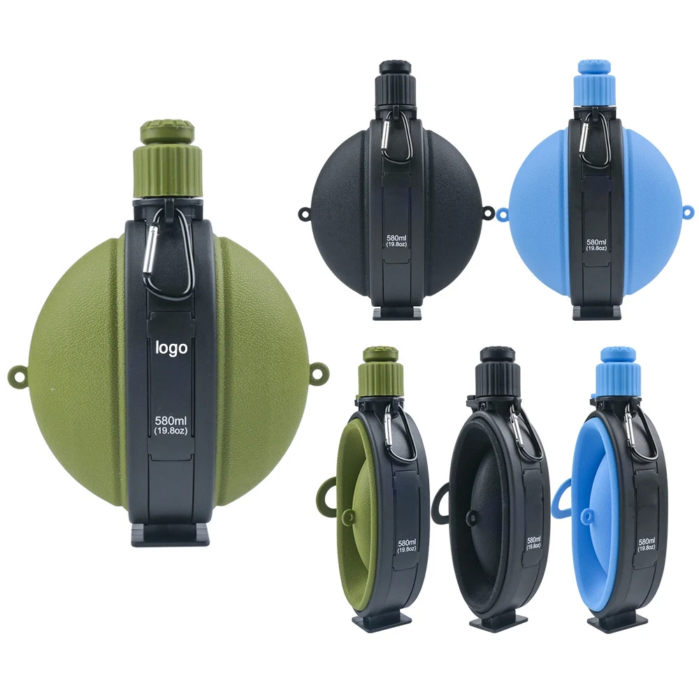 Collapsible Camping Compass Water Bottle - Portable Silicone Travel Flask 1