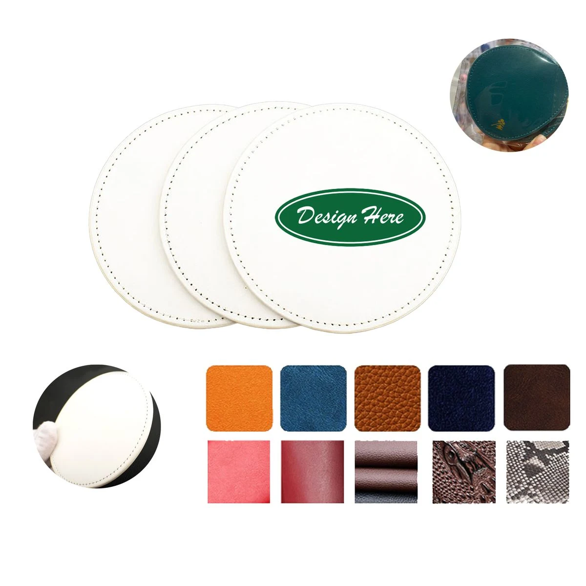 Thick Double-Sided Leather Round Coaster 1