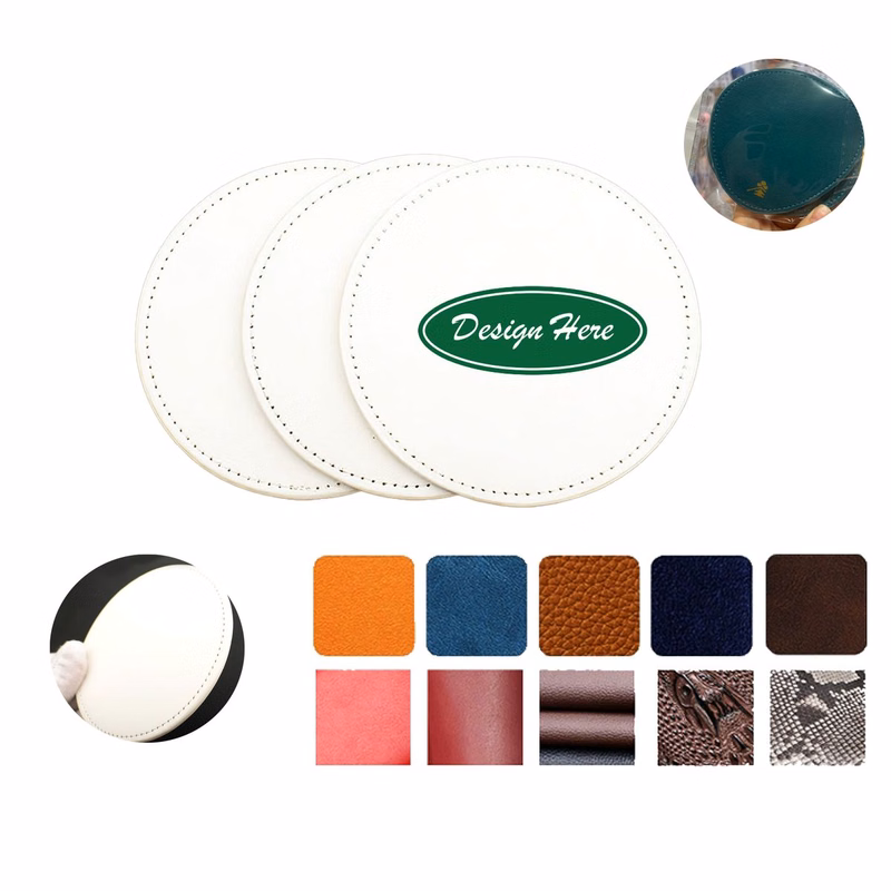 Thick Double-Sided Leather Round Coaster