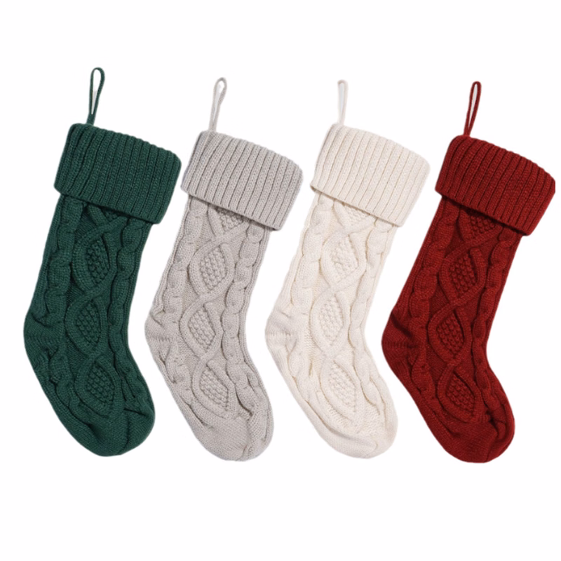 Knitted Christmas Stocking Decoration with Elastic Design