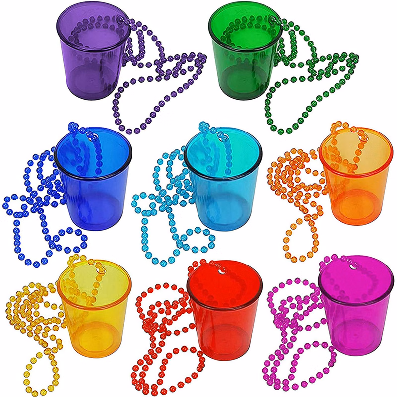 Plastic Shot Glass with Beaded Necklace