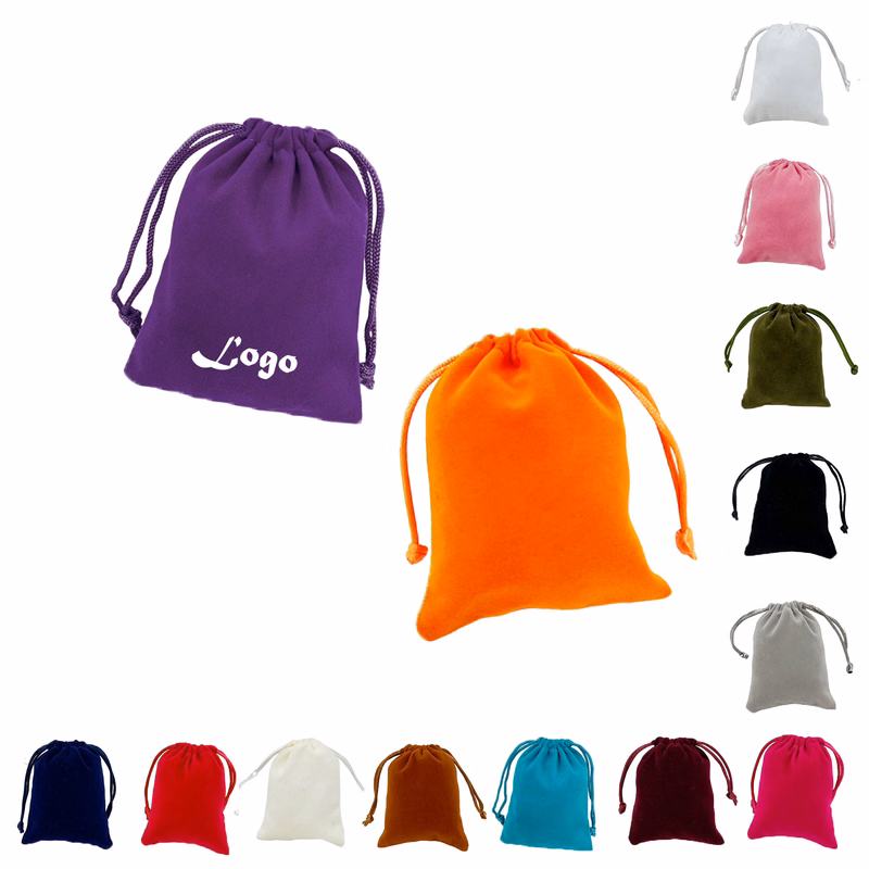 Flannel Drawstring Bag Storage Pouch