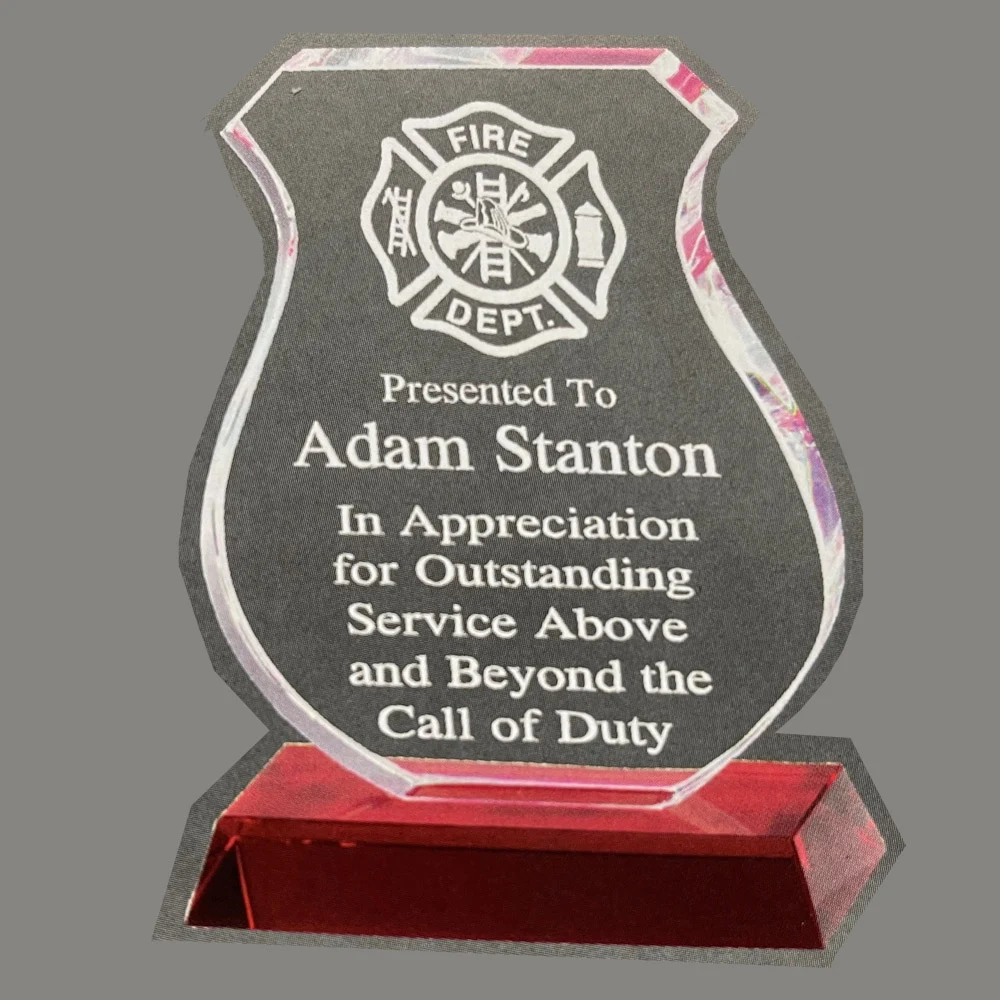 Crystal Badge Design Award to Honor Police and Firefighters With Red Base 1