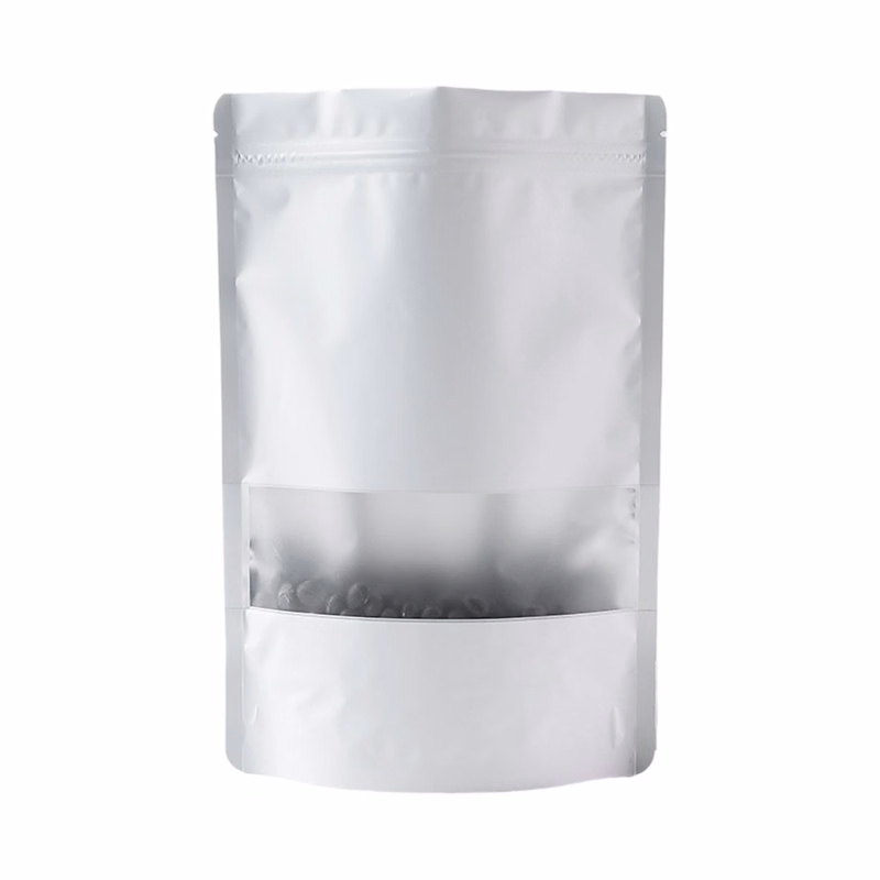 Aluminum Foil Stand Up Zipper Pouch With Clear Window 4.8 x 7.9"