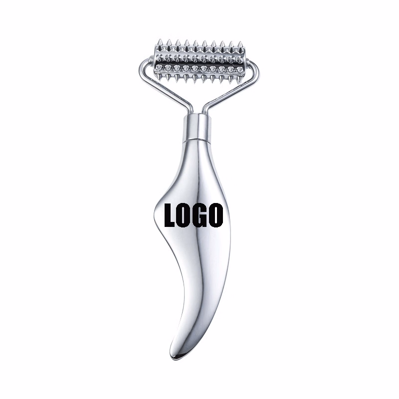 Metal Gua Sha Facial Tools Ridged Roller/Gua Sha Facial Tool 2-in-1 Skin Care Stick