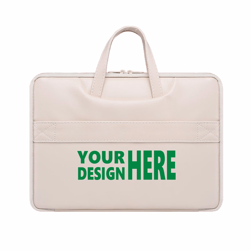 MOQ50 Premium PU Leather Laptop Carrying Bag with Handle