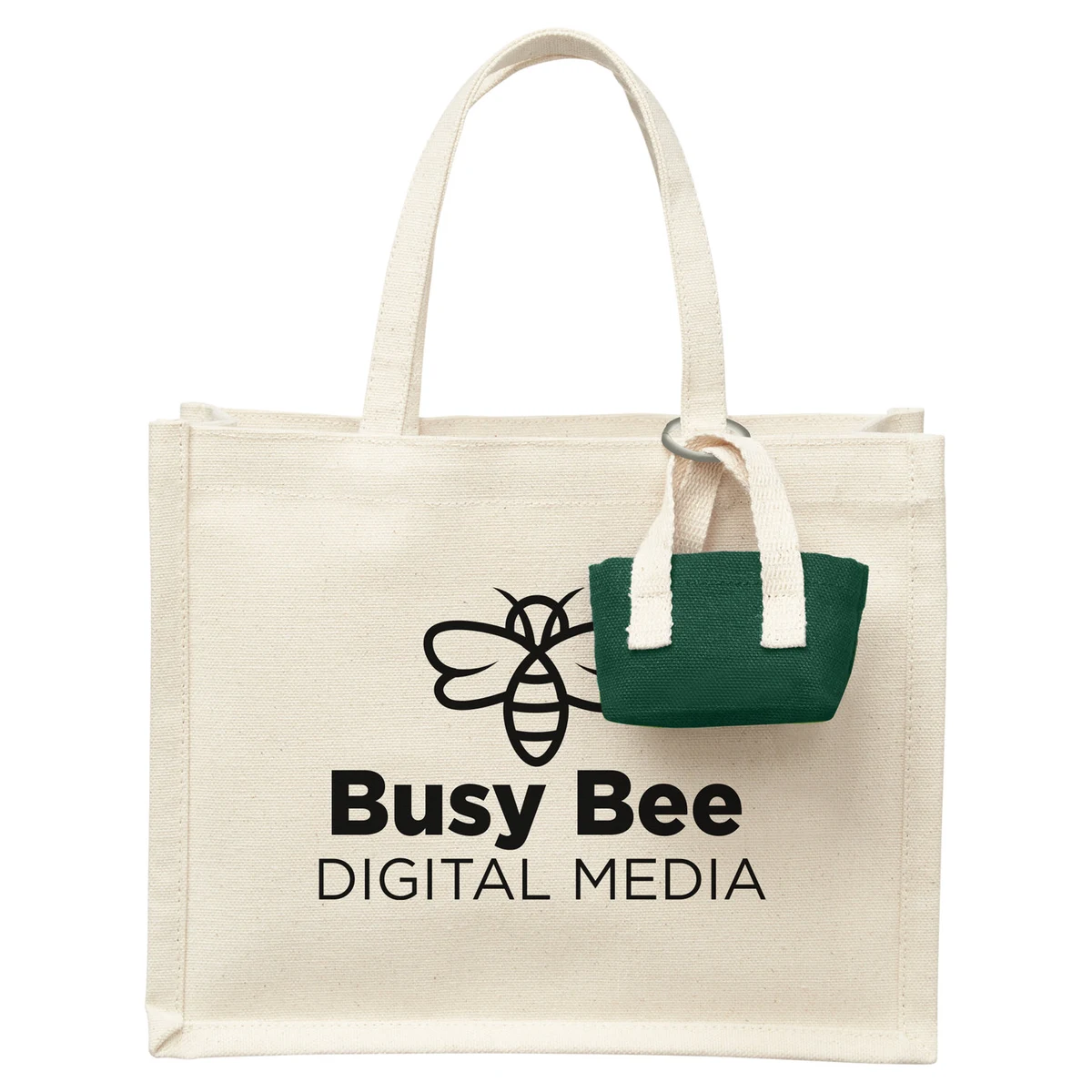 Mini Recycled Cotton Tote Bag with Charm, custom tote bag with logo imprint 1