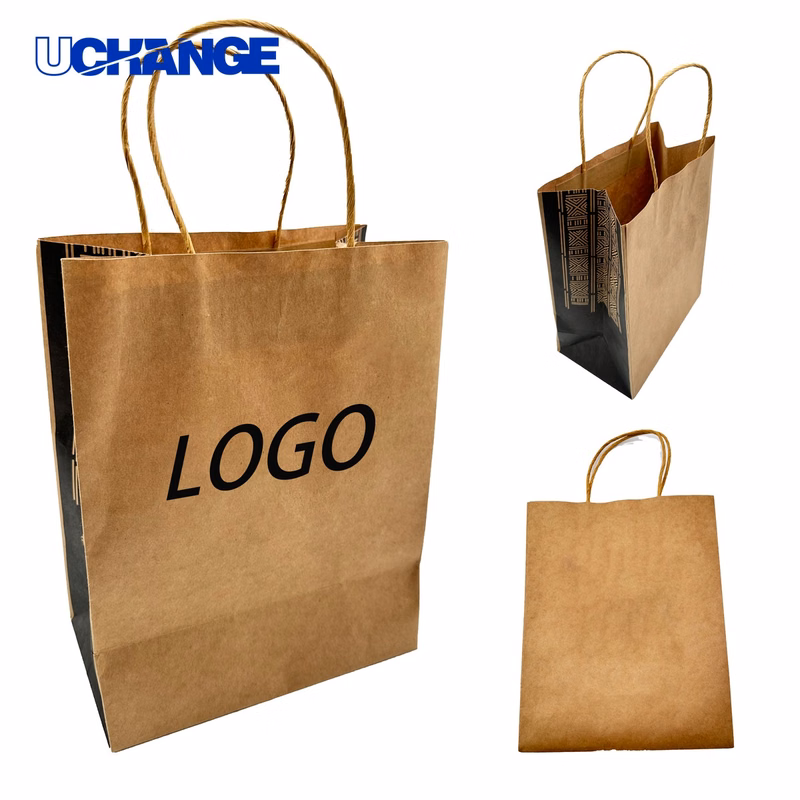 Kraft Paper Bag Container With Handles