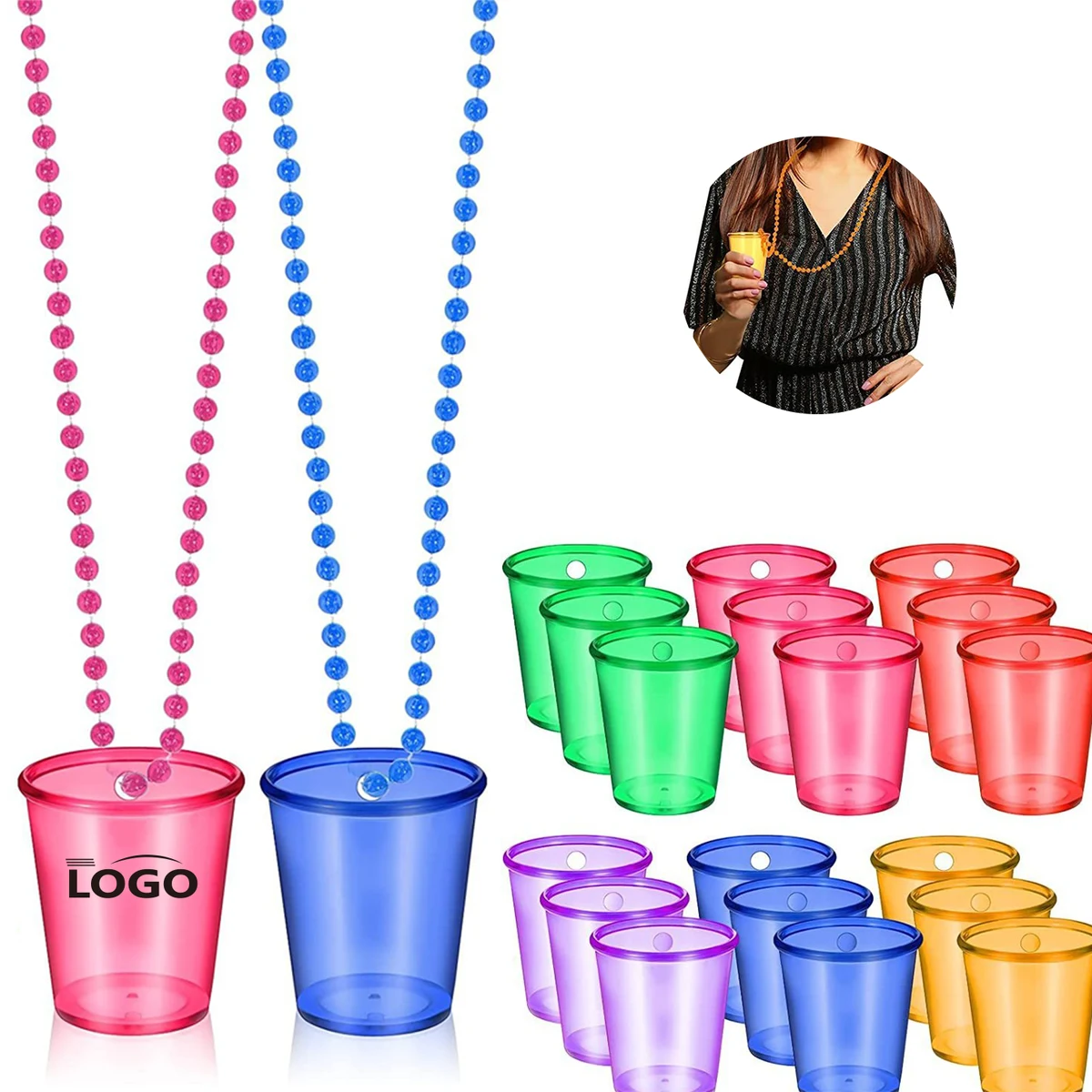 Beaded Necklace Shot Glasses in Vibrant Colors 1