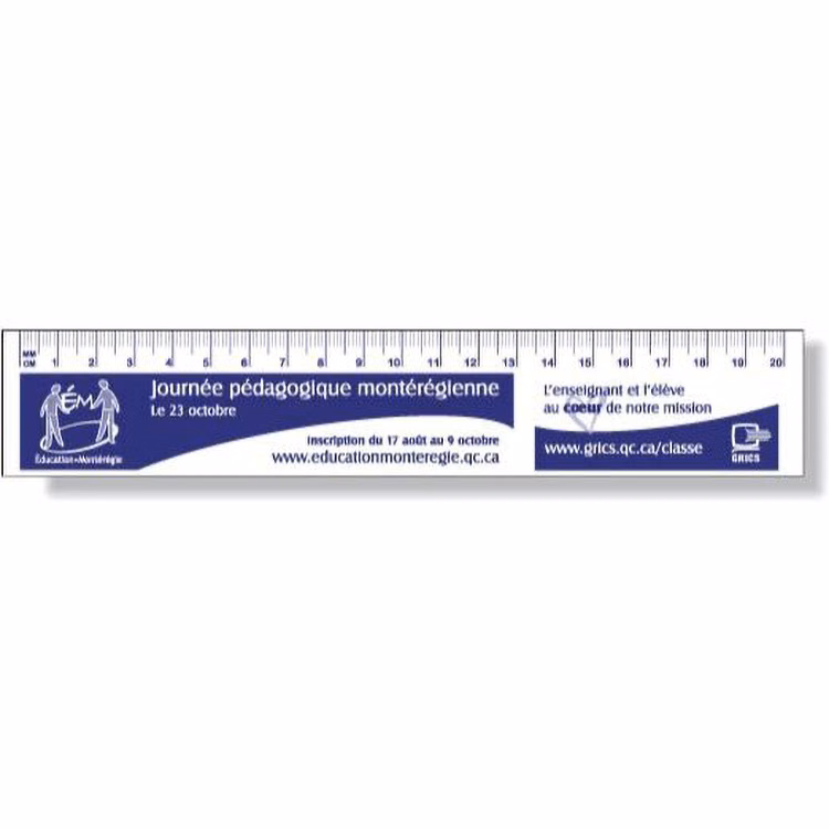 Stock .020 Magnetic Ruler 1.5"x8.25", Screen-printed, White Vinyl Topcoat