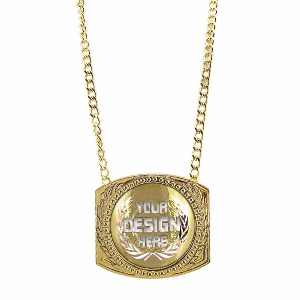 Medallion Holder: 6" x 5" Metal Champ Chain w/ Cus
