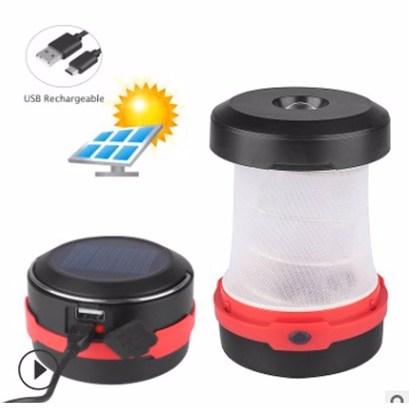 Solar Charge Portable Travel Camping Lantern Collapsible Flashlight Led Lantern