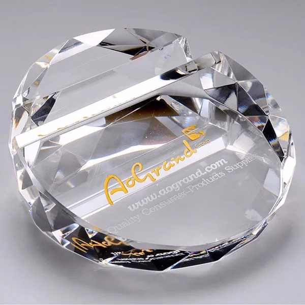 Round Crystal Business Card Holder Paperweight