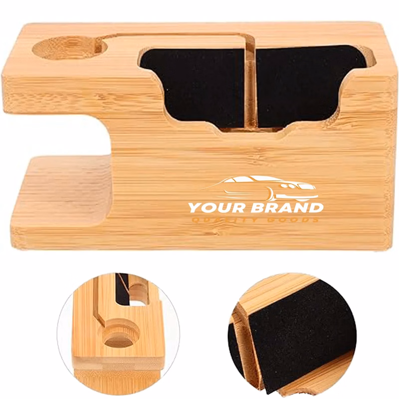 Wooden Phone & Watch Stand Holder Charging Station Dock