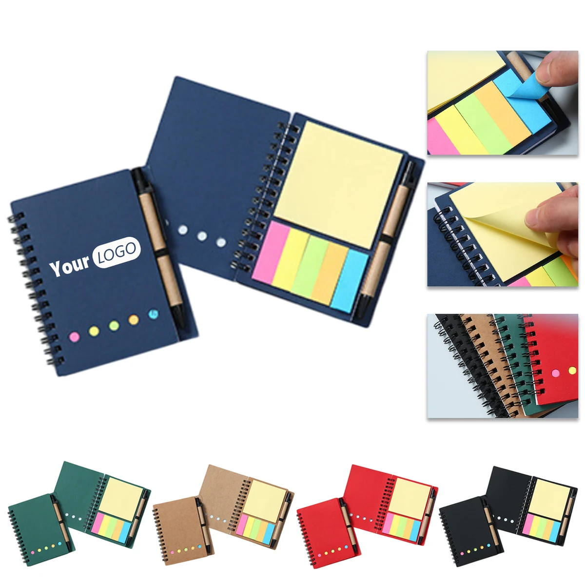 Colorful Kraft Paper Spiral Notebook with Pen 1