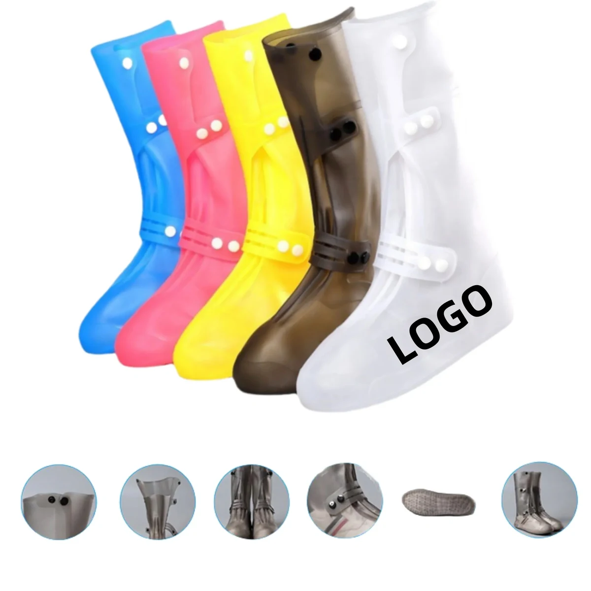 Triple-Buckle High-Cut Waterproof Shoe Covers 1