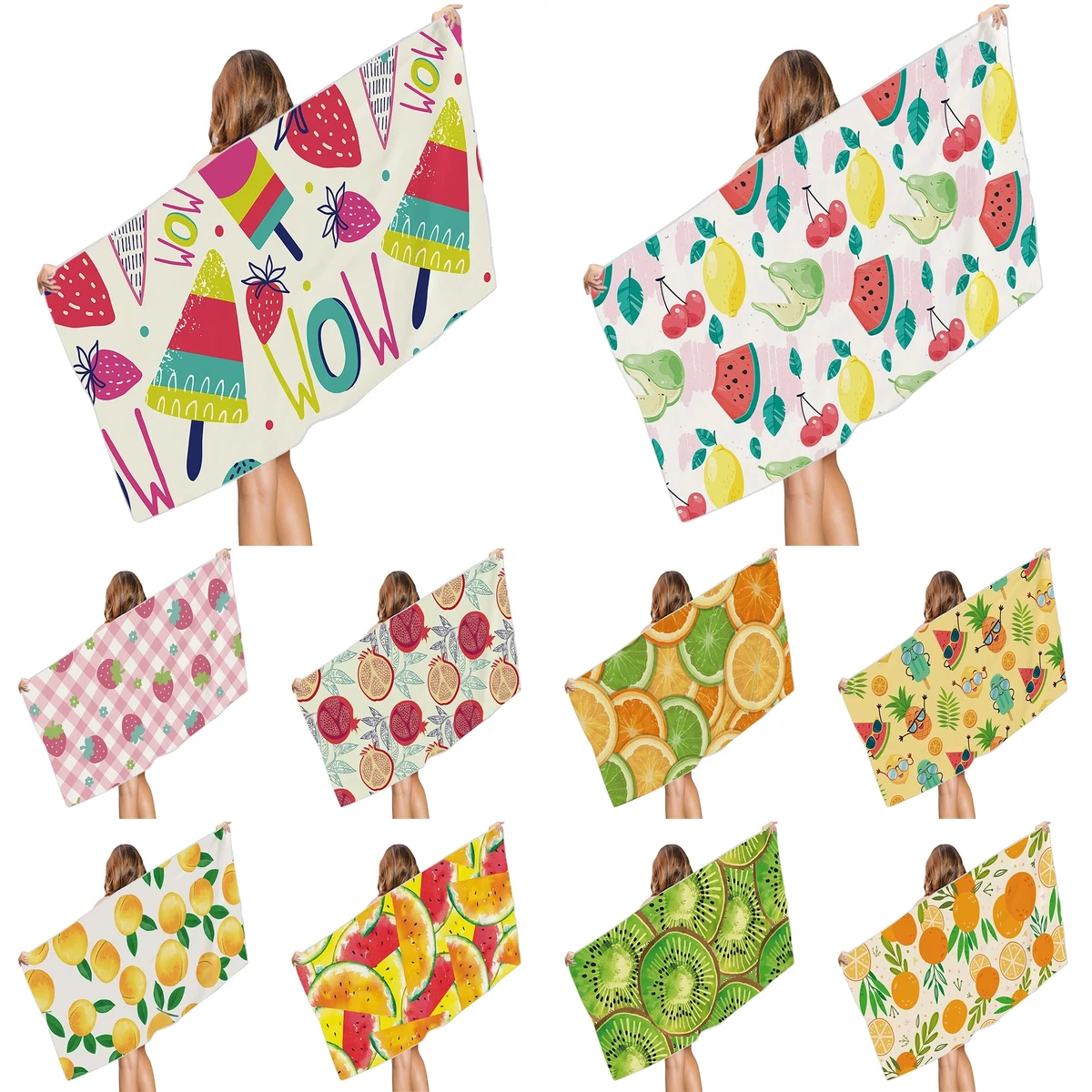 MOQ 50pcs Cute Tropical Fruit Microfiber Beach Towel 1