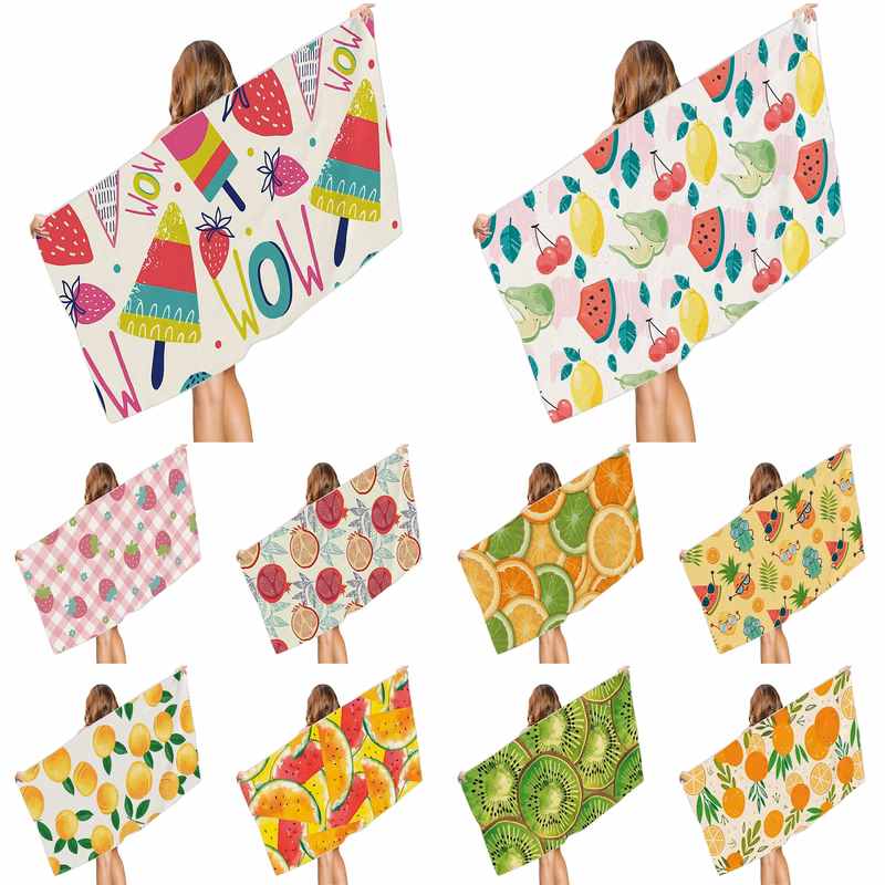 MOQ 50pcs Cute Tropical Fruit  Microfiber Beach Towel