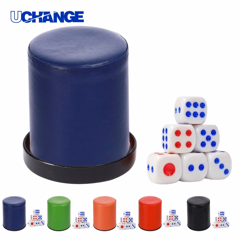 Custom PU Dice Cup Set with 6 Dice and Base for Game Nights
