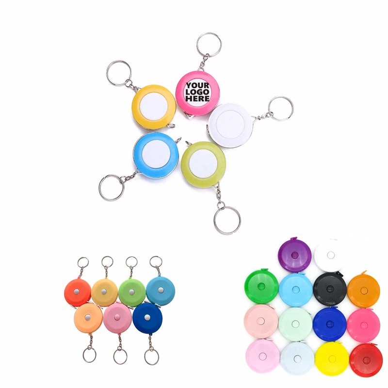 Retractable Plastic Round Tape Measure Keychain MOQ 10pcs
